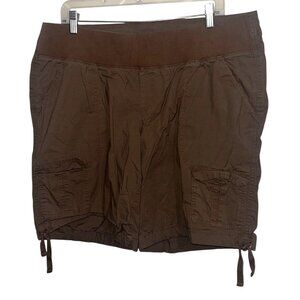 Duo Maternity Brown Cargo Shorts XL Adjustable Waist 100% Cotton Comfortable Fit